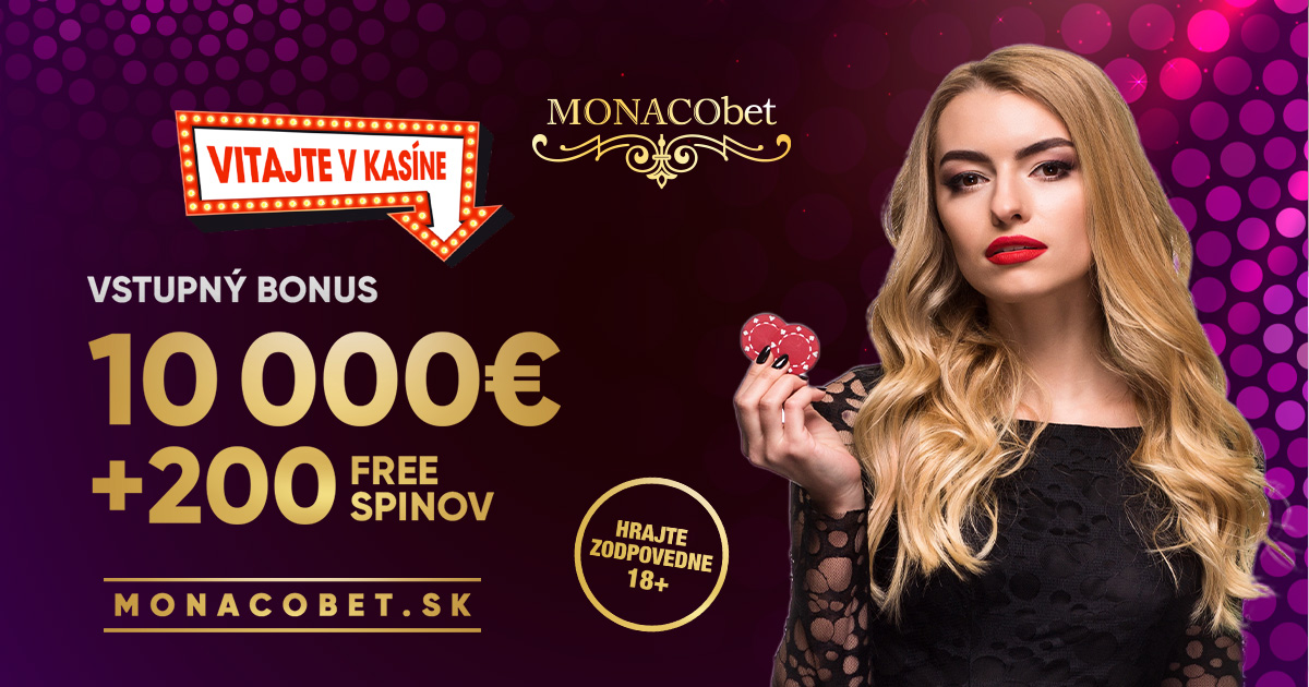 Historicky najvyšší vstupný bonus v online kasíne na Slovensku ti ponúka MonacoBet